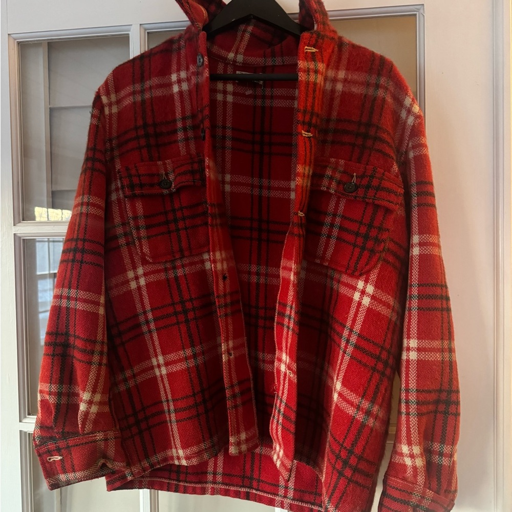 Red Plaid Wool Jacket